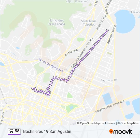 58 bus Line Map