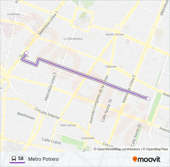 58 Bus Line Map