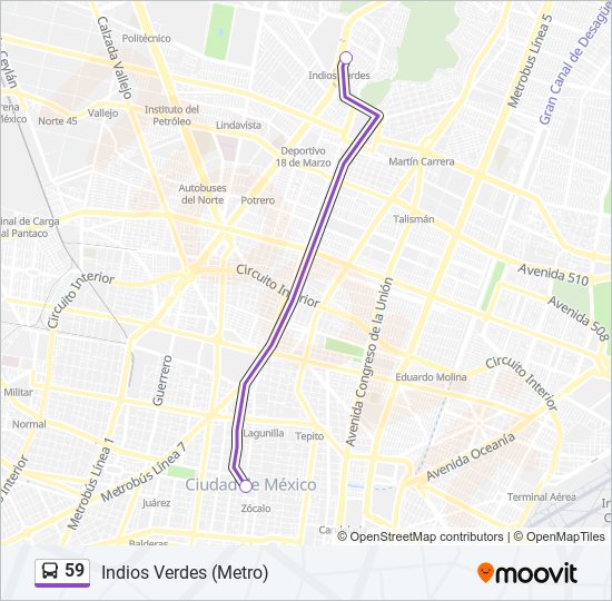 Ruta 59: horarios, paradas y mapas - Indios Verdes (Metro) (Actualizado)