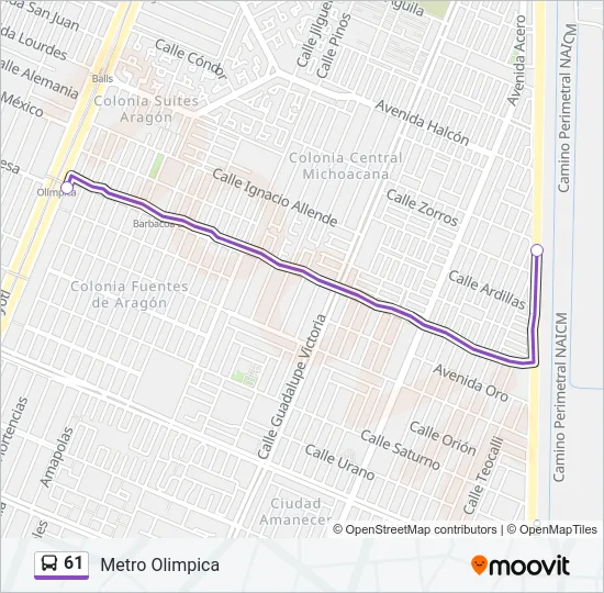 61 Bus Line Map