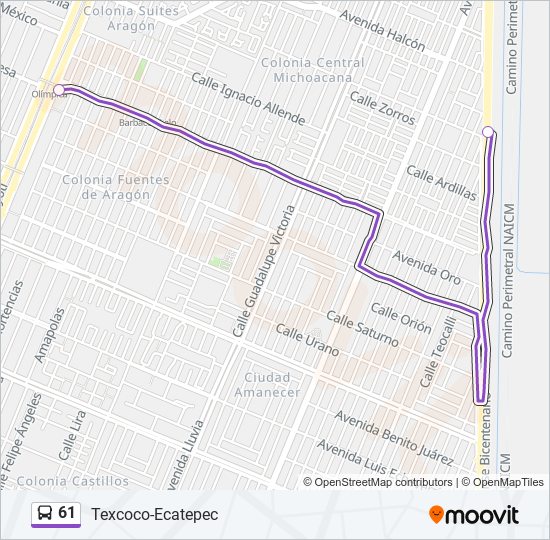 Ruta 61: horarios, paradas y mapas - Texcoco-Ecatepec (Actualizado)