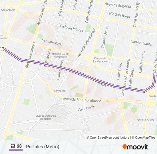 68 Bus Line Map