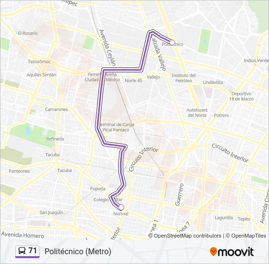 71 Bus Line Map