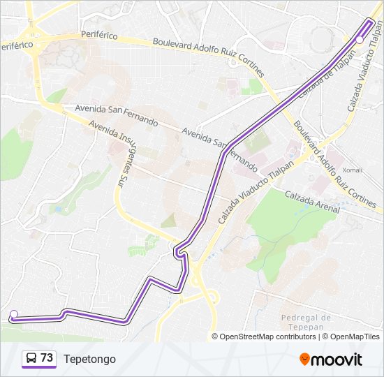 Mapa de 73 de autobús