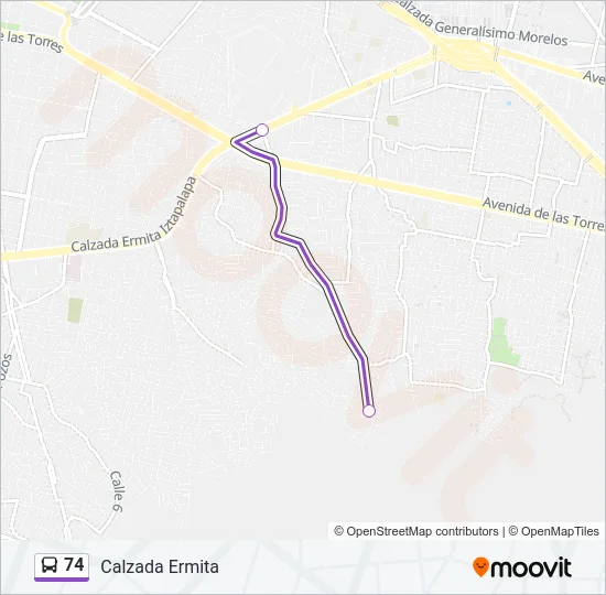 74 Bus Line Map