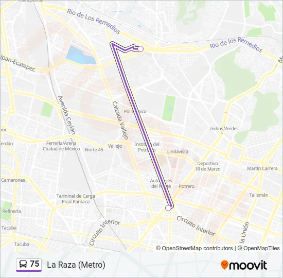 75 Bus Line Map