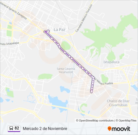 Mapa de 82 de autobús