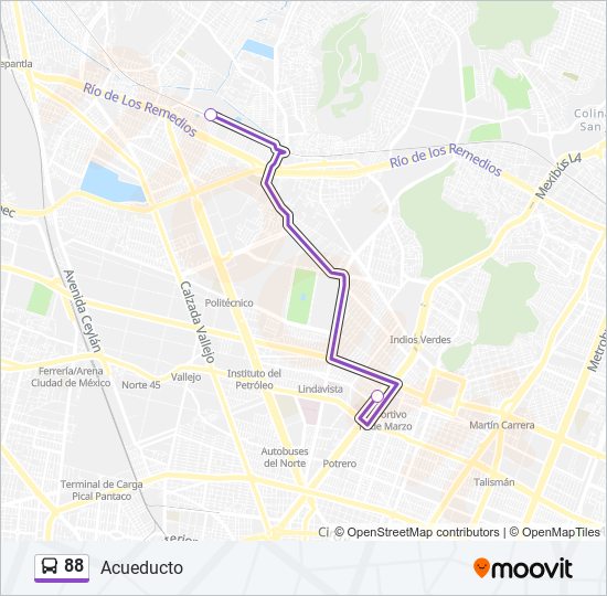 Mapa de 88 de autobús