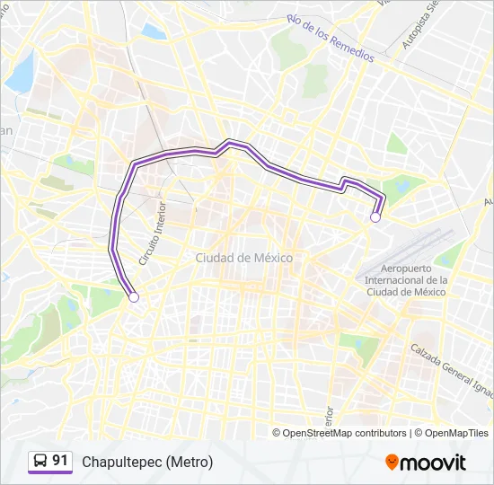 91 Bus Line Map