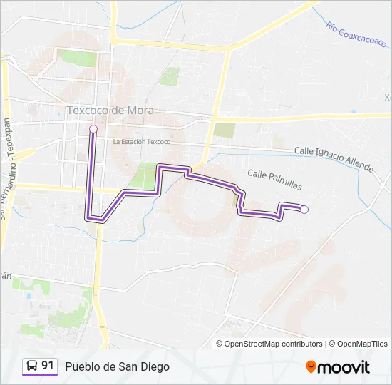 91 Bus Line Map