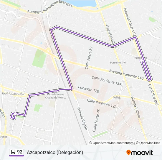 92 Bus Line Map