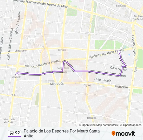 92 Bus Line Map