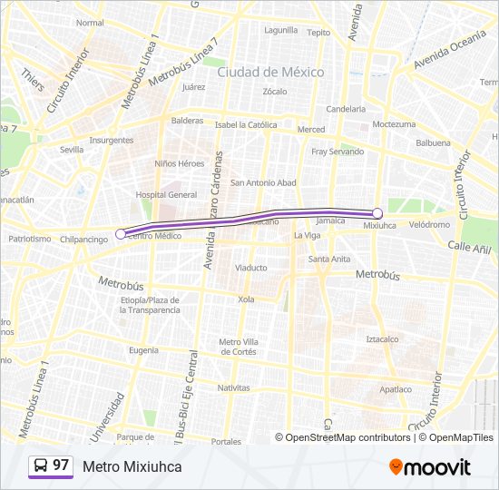 Ruta 97: horarios, paradas y mapas - Metro Mixiuhca (Actualizado)