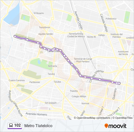 102 bus Line Map