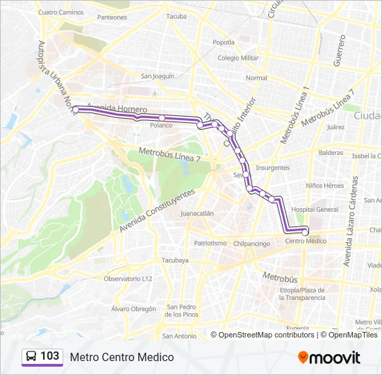 103 Bus Line Map