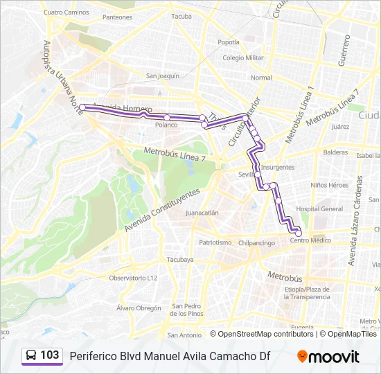 103 Bus Line Map