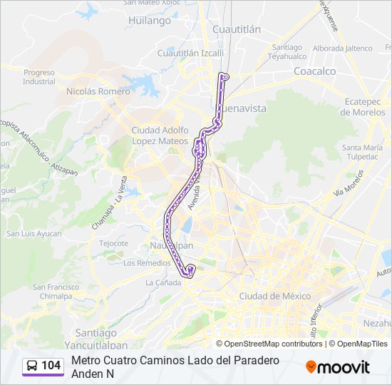 104 bus Line Map