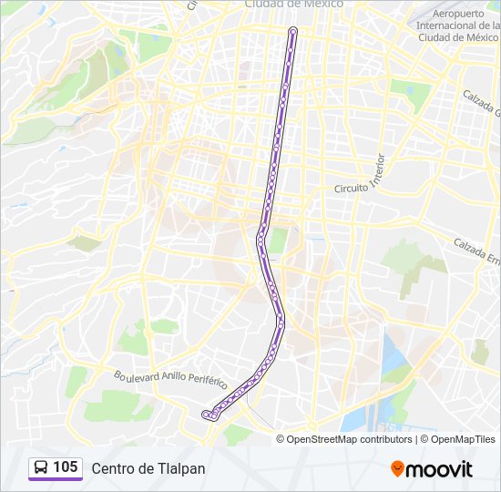 Mapa de 105 de autobús