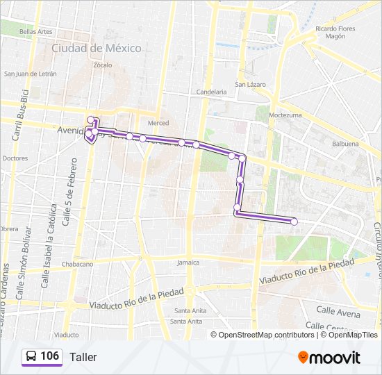 Mapa de 106 de autobús