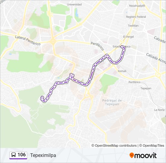 Mapa de 106 de autobús