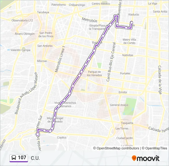107 Bus Line Map