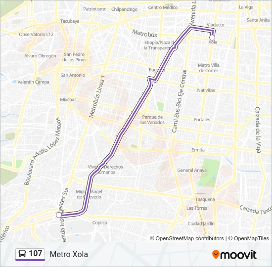 107 Bus Line Map