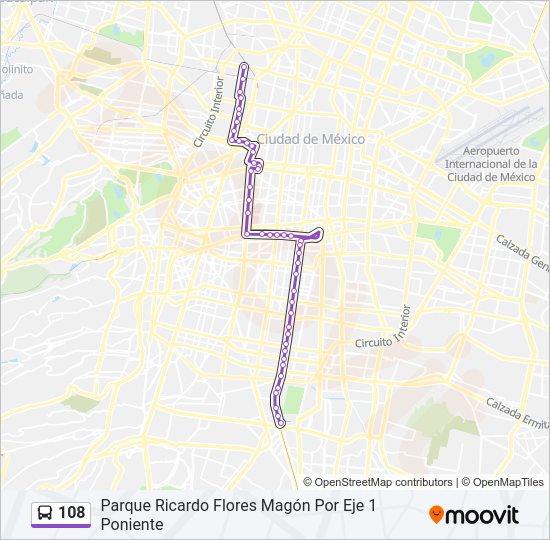 Mapa de 108 de autobús