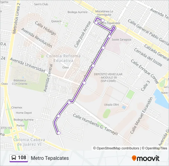 108 Bus Line Map