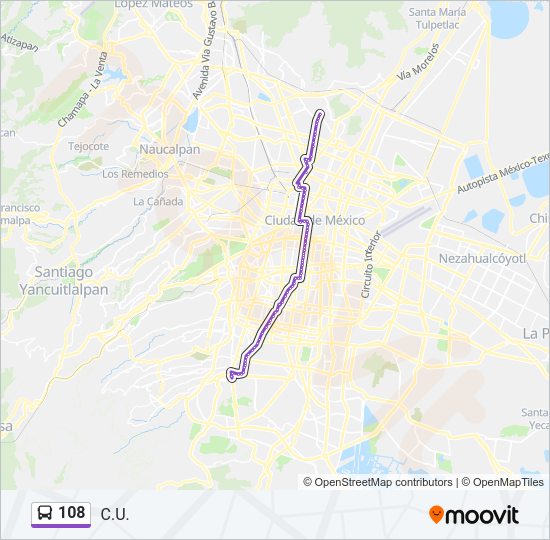 Mapa de 108 de autobús