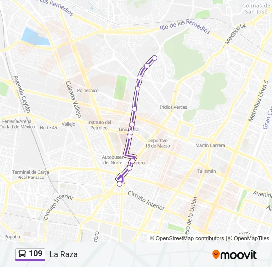 109 Bus Line Map