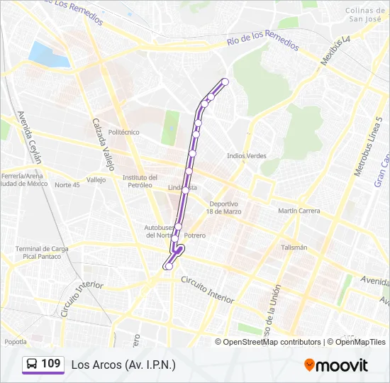 109 Bus Line Map