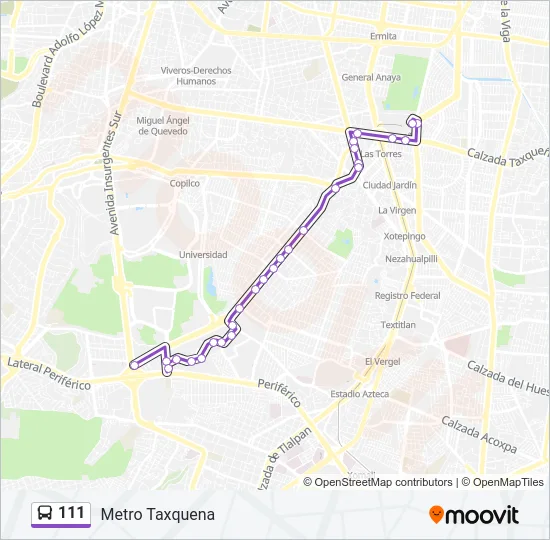 111 Bus Line Map