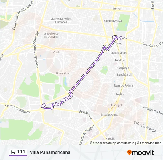 111 Bus Line Map