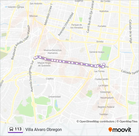 113 Bus Line Map