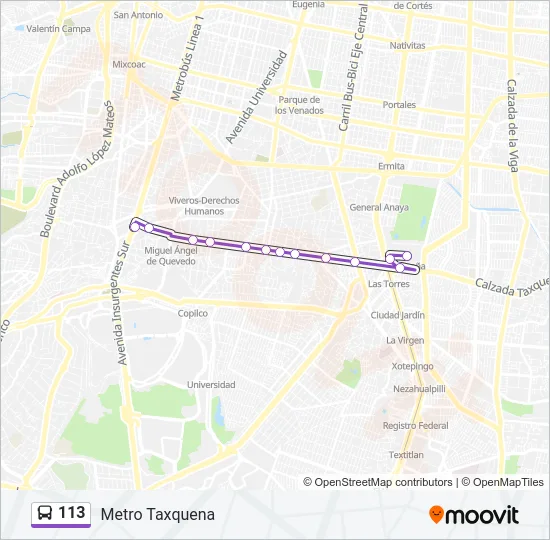 113 Bus Line Map