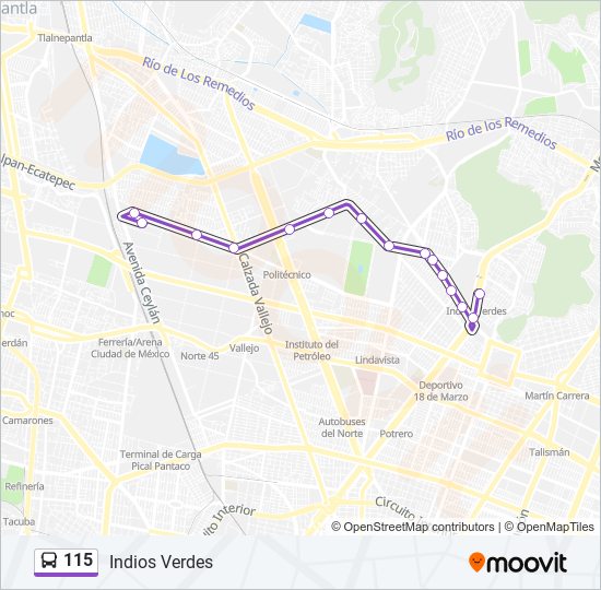 Mapa de 115 de autobús