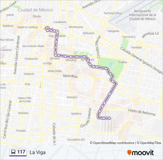 Mapa de 117 de autobús