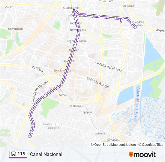 Mapa de 119 de autobús