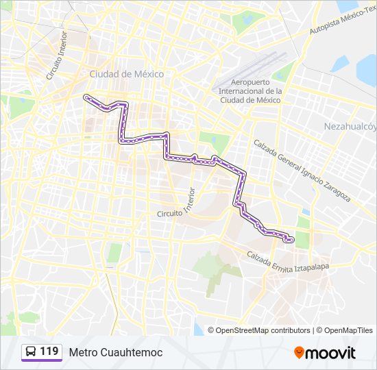 Mapa de 119 de autobús