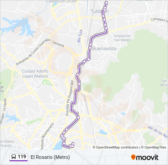 Mapa de 119 de autobús