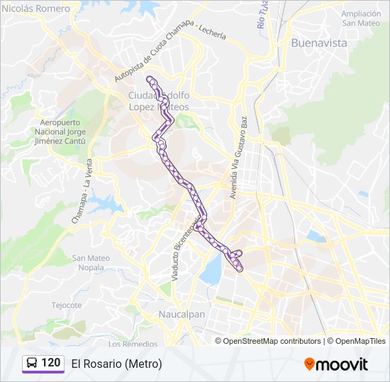 Mapa de 120 de autobús