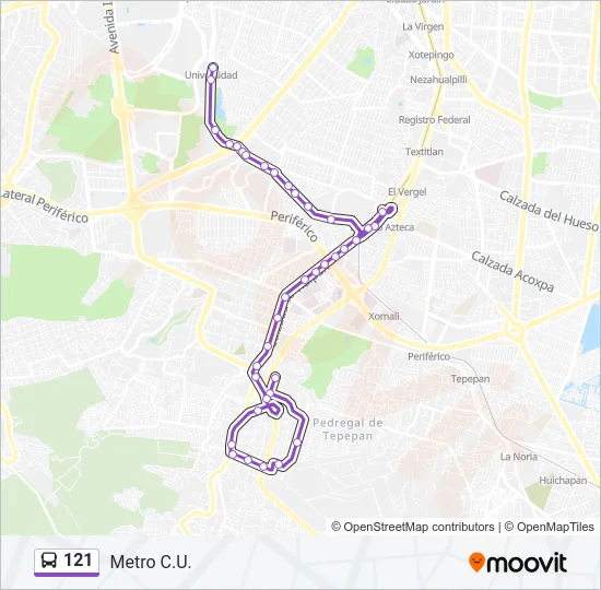 121 Bus Line Map