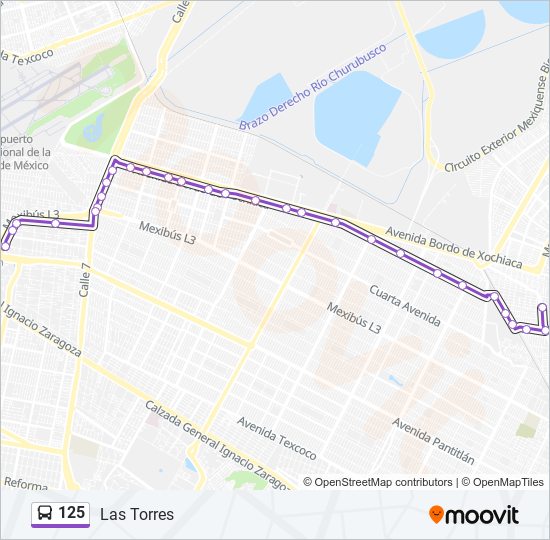 Mapa de 125 de autobús