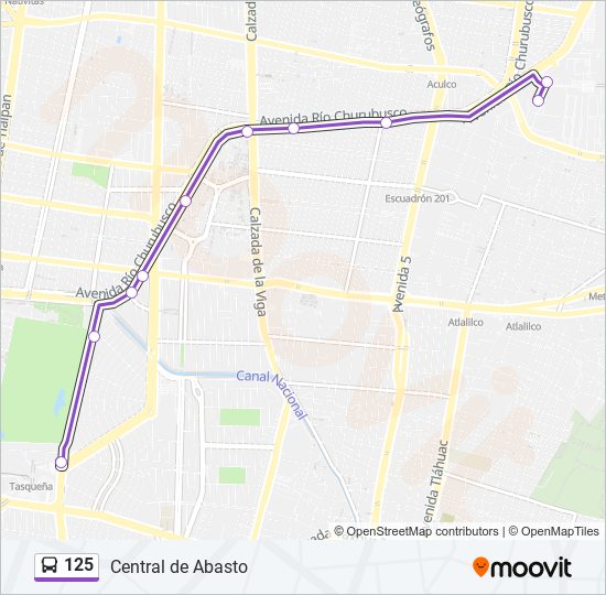 125 bus Line Map