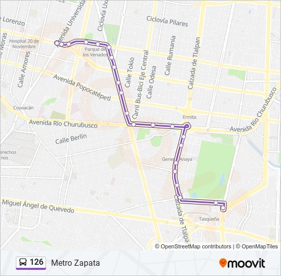 Ruta 126: horarios, paradas y mapas - Metro Zapata (Actualizado)