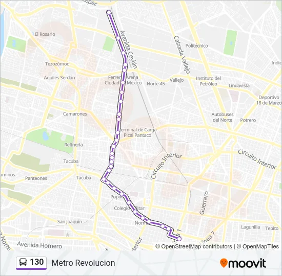 130 Bus Line Map