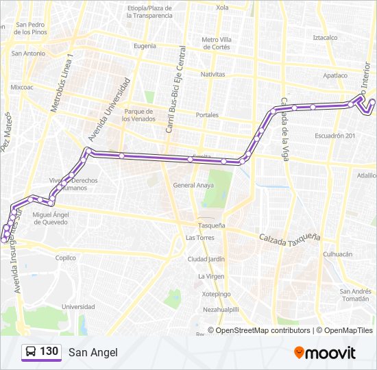 Mapa de 130 de autobús