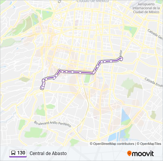 Mapa de 130 de autobús