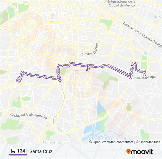 134 Bus Line Map