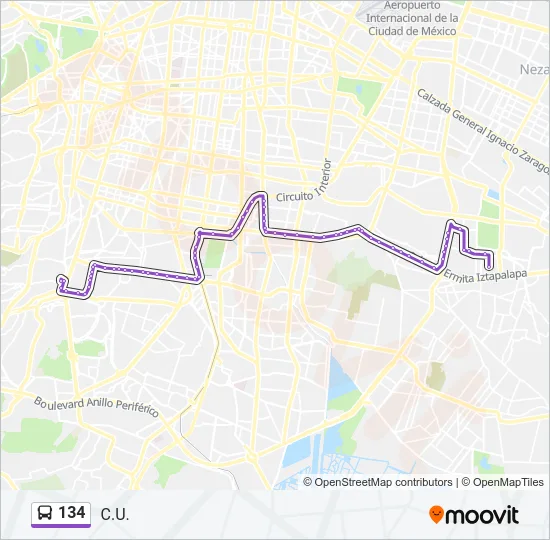 134 Bus Line Map